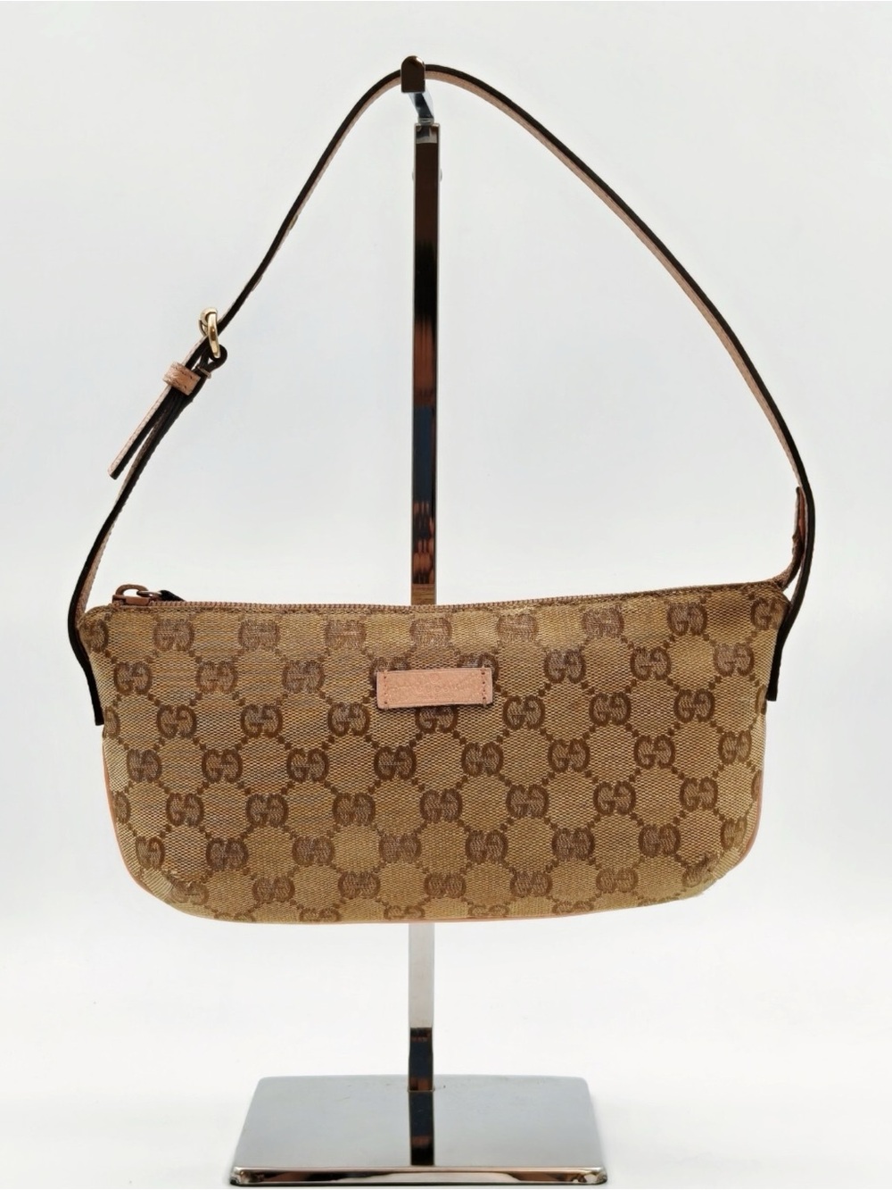Gucci Beige Brown GG Canvas Hobo Shoulder Bag